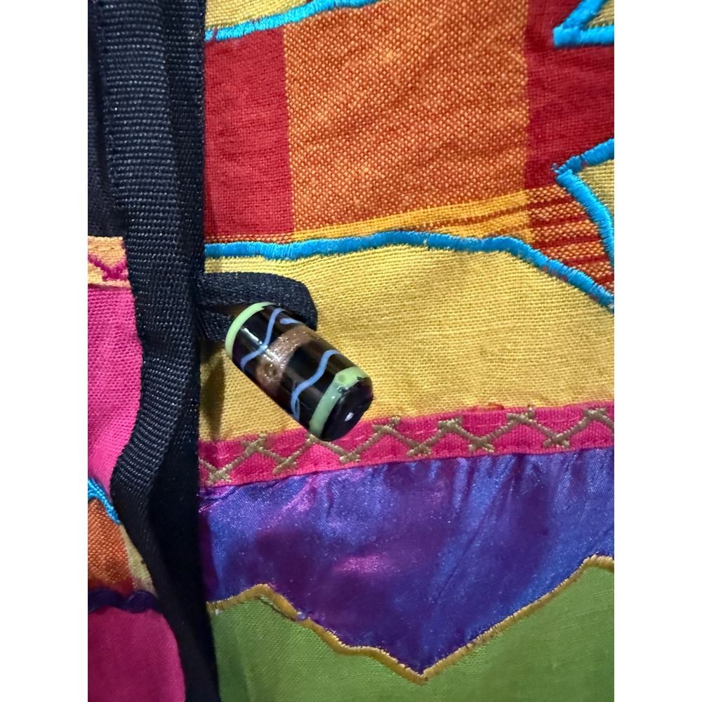 Indigo Moon Vintage Colorful Patchwork Embroidered Jacket Button Front Women's M - Picture 7 of 7